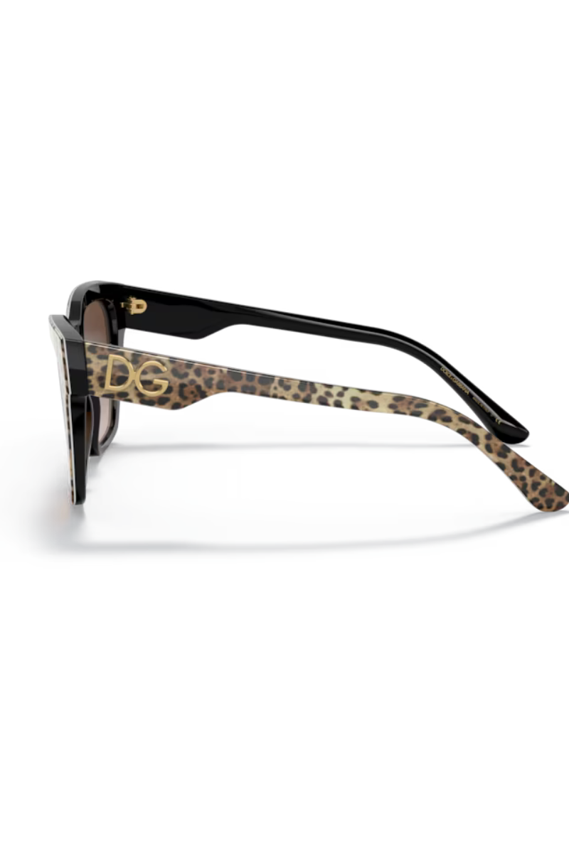 Dolce & Gabbana DG4384 Stampa Leopardo Marrone Su Nero