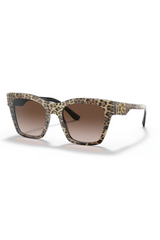 Dolce & Gabbana DG4384 Stampa Leopardo Marrone Su Nero